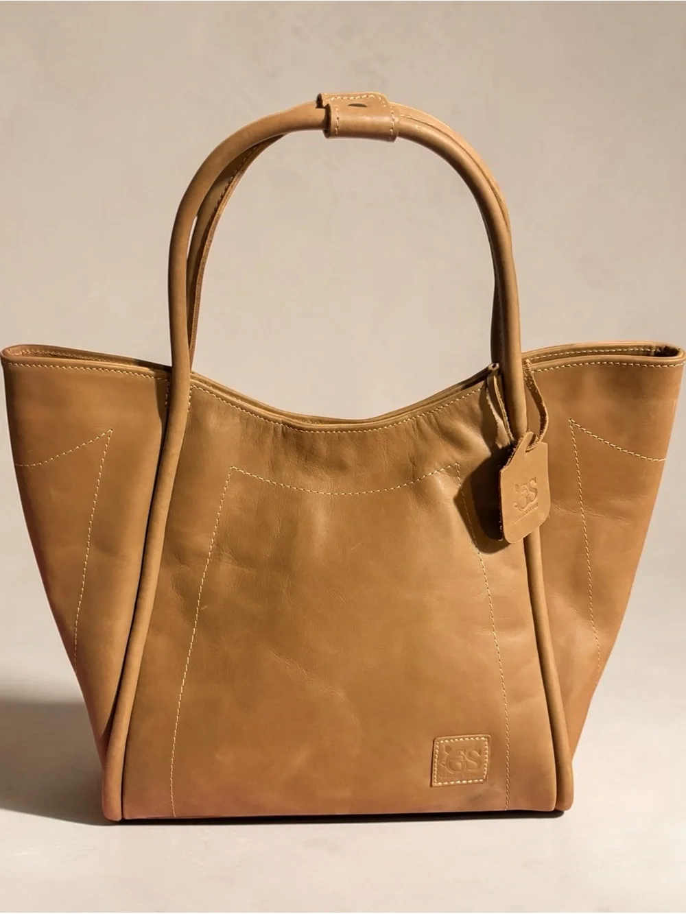 Tan Leather Shoulder Bag- Structured Everyday Carry